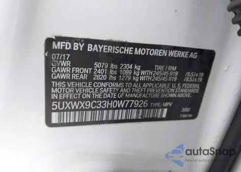 2017 BMW X3 xDrive28I from USA, damaged, VIN 5UXWX9C33H0W77926